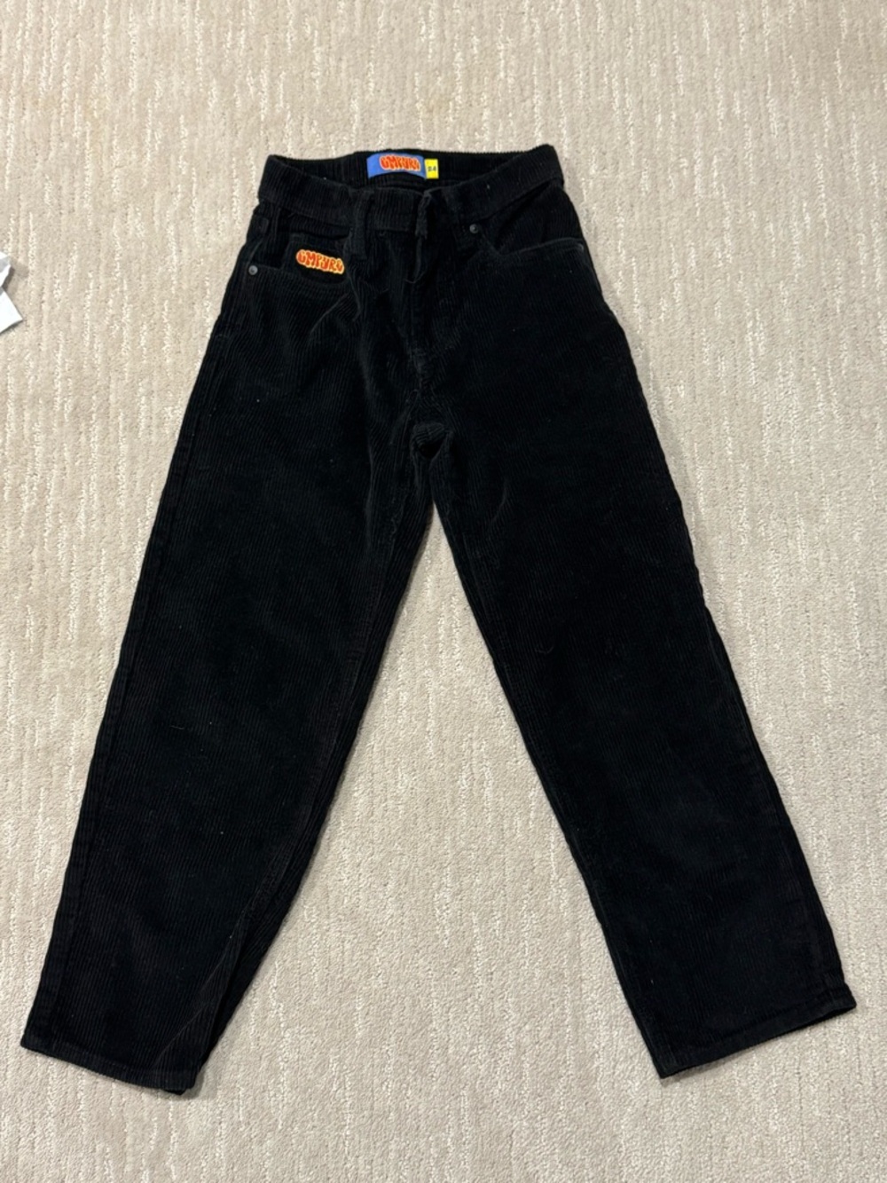 Empyre Kids Black Wash Corduroy Loose Fit Pants Size 24 Excellent Condition
